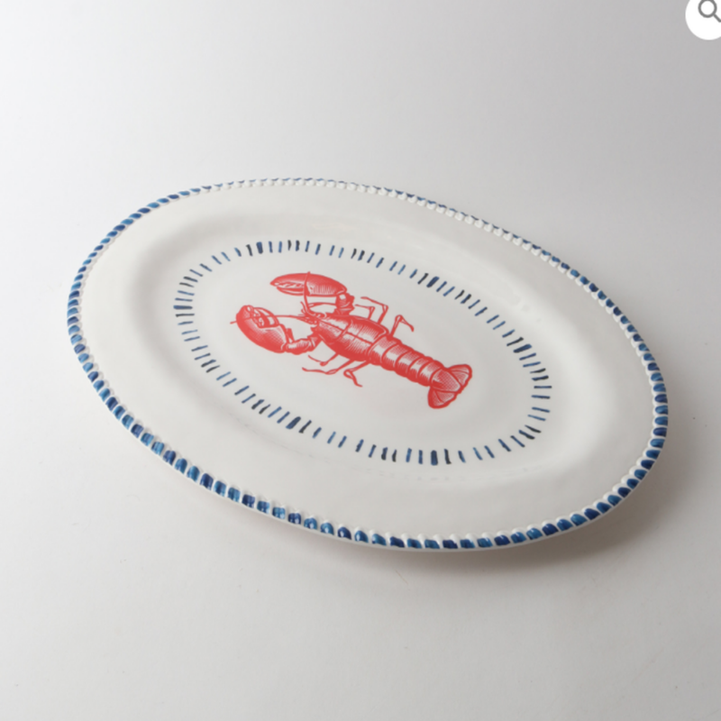MELAMINE NAUTICAL LOBSTER OVAL PLATTER -WHITE