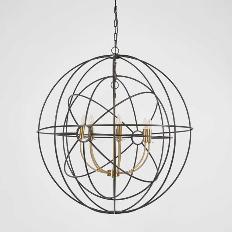 Orb Pendant - Black & Brass Iron - Large