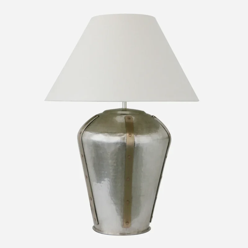 Litchfield Lamp Base in Antique Silver with Brass Strips