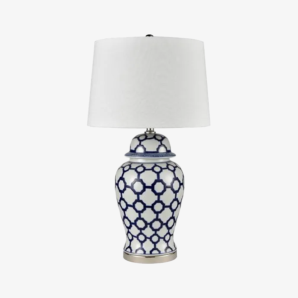 Lucca Blue and White Jar Lamp and Shade