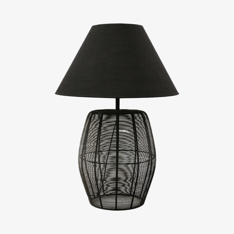 Marseille Iron Lamp Black Woven Shade