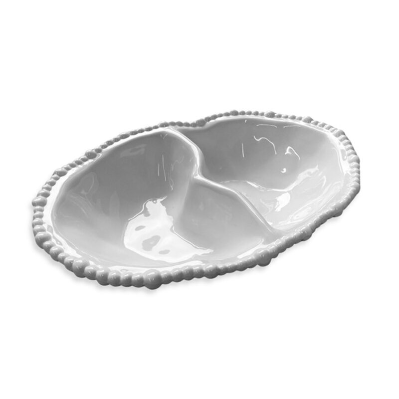 Melamine Pearl Double Serving Bowl – White