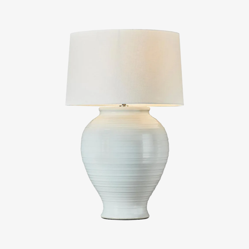 Montauk Ceramic Lamp Ivory Linen Shade