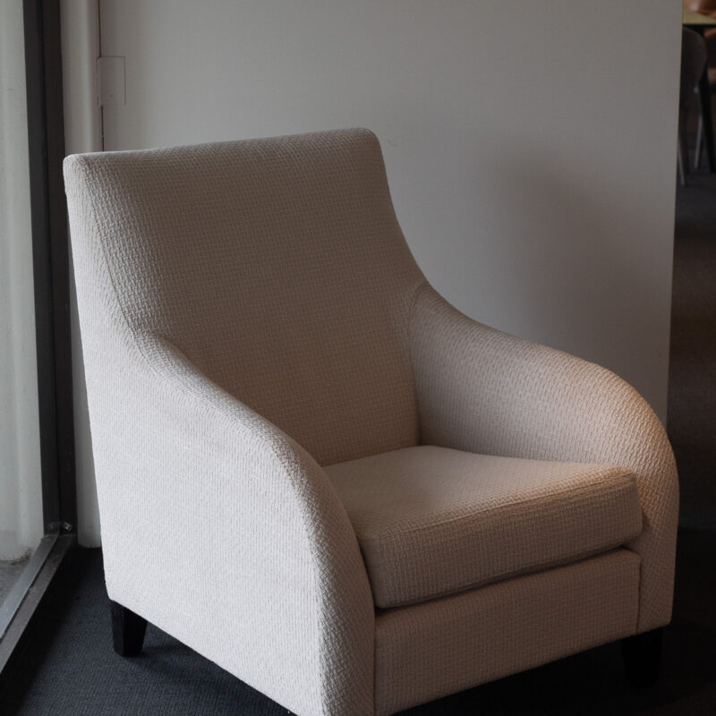 ATHENS FABRIC LOUNGE CHAIR AND SEAT CUSHION CREAM