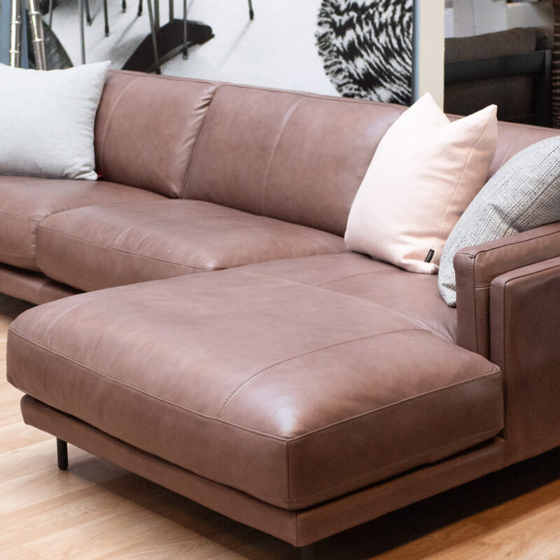 GINO LEATHER 2PCE CHAISE GRANITE