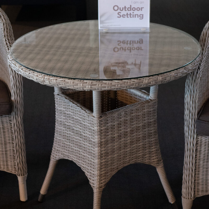 HUGO ROUND DINING TABLE WHITE WASH WICKER