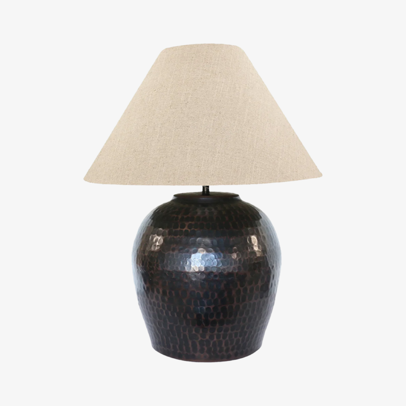 Romo Dark Bronze Lamp Flax Shade