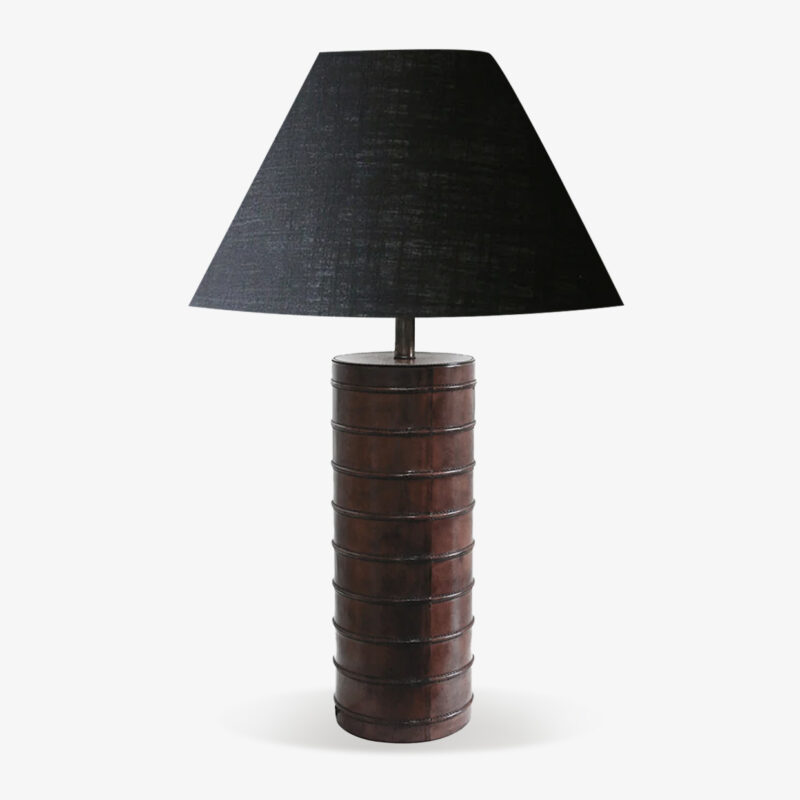 SAVOY LEATHER LAMP CHARCOAL SHADE
