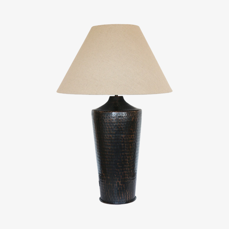 Saville Dark Bronze Urn Lamp Flax Shade