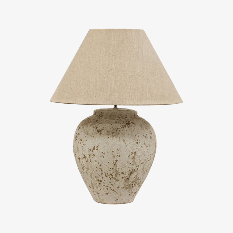 Tuscan Stone Lamp Oatmeal Shade