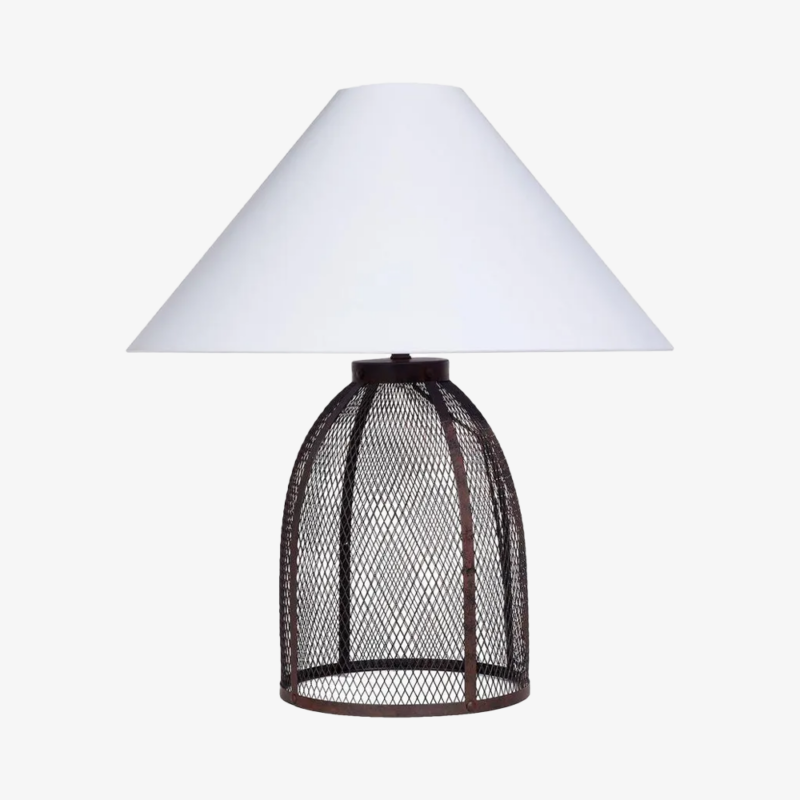 Wire Mesh Lamp Rust Cotton Shade