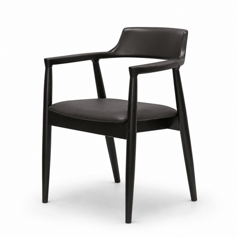 Ealing Dining Chair Black with Black Leather