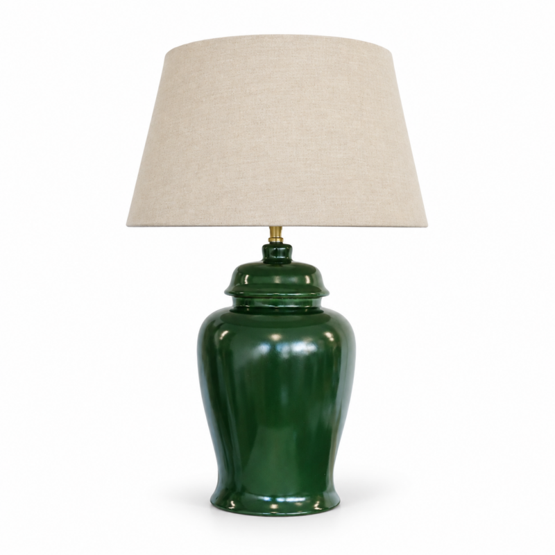 VERDE CRACKLED LAMP LINEN SHADE
