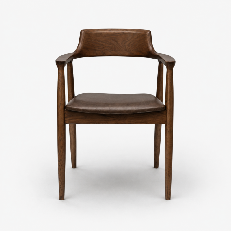 Eaton Dining Chair - Brown Frame/Brown Leather