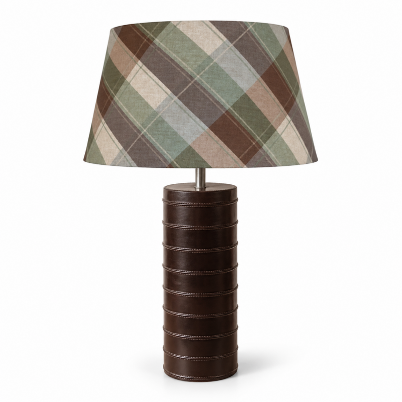 SAVOY LEATHER LAMP TARTAN SHADE