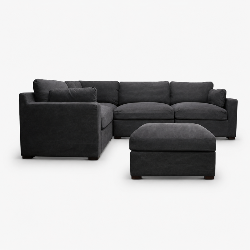 Lisbon 5 Piece Modular Sofa Setting Relaxed Black