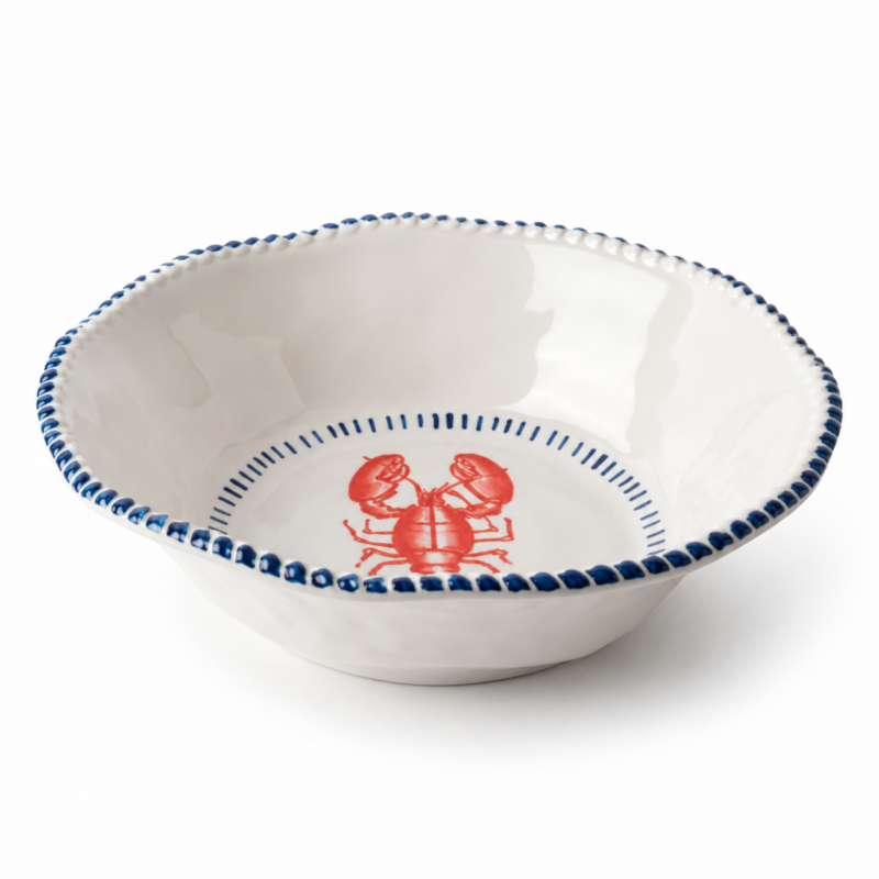 MELAMINE NAUTICAL LOBSTER BOWL -WHITE