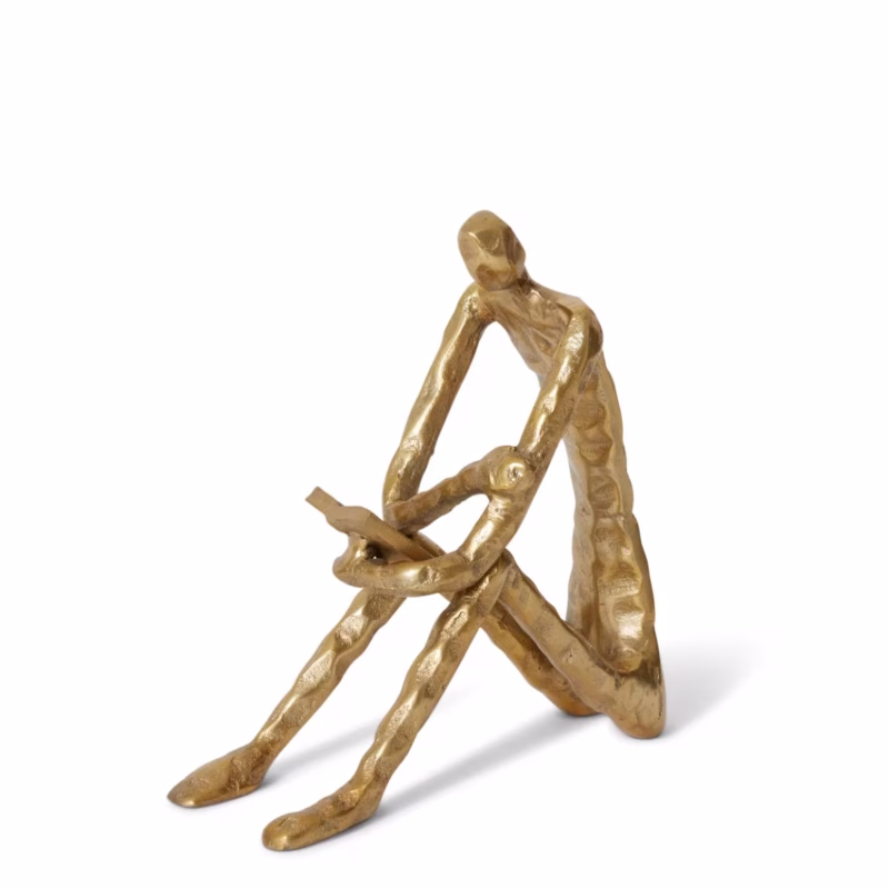 Man Reading Scuplture Gold