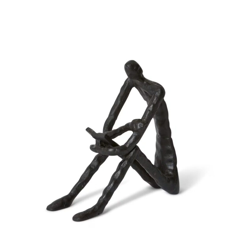 Man Reading Scuplture Black