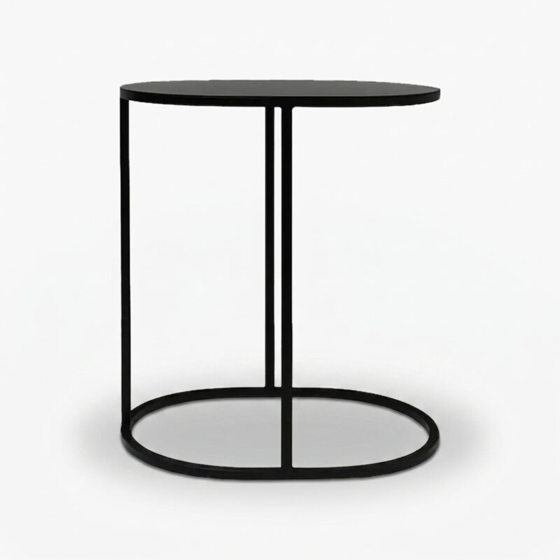 Oval Couch Side Table Black