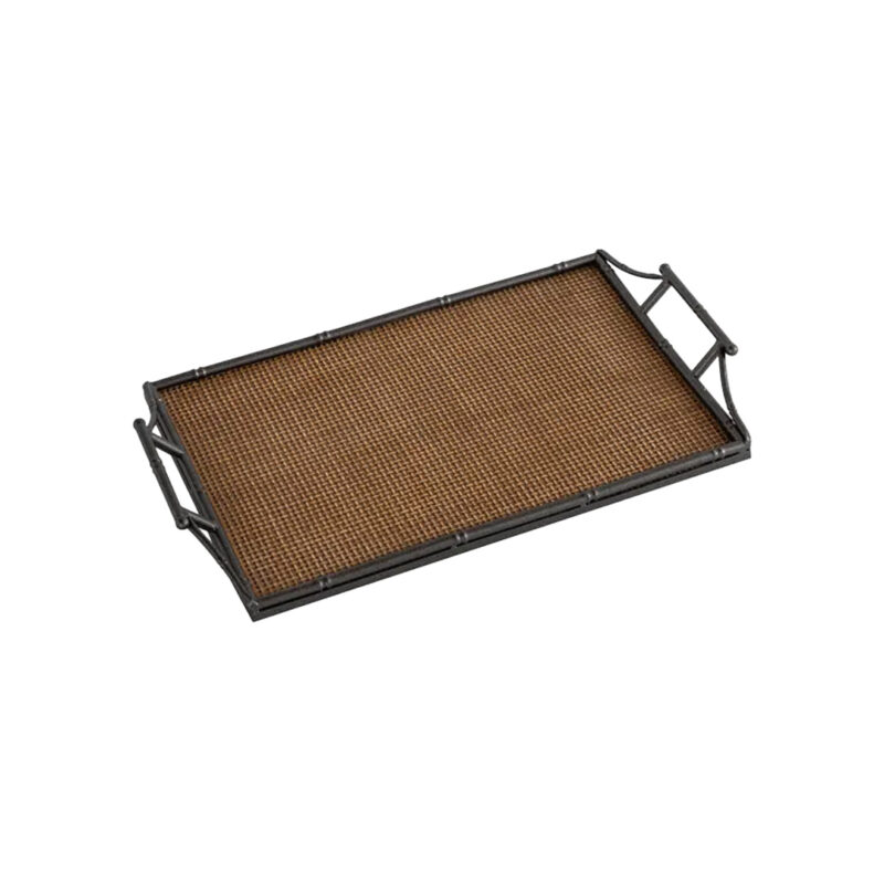 Rattan & Faux Bamboo Handle Tray Small