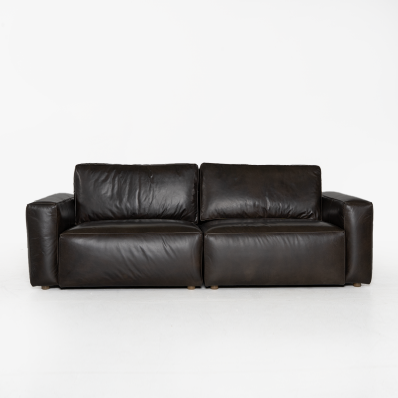 TRUFFLE LEATHER SOFA ANTIQUE BLACK